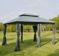 10x13 Outdoor Soft-Top Gazebo with Curtains and Two-Tier Roof