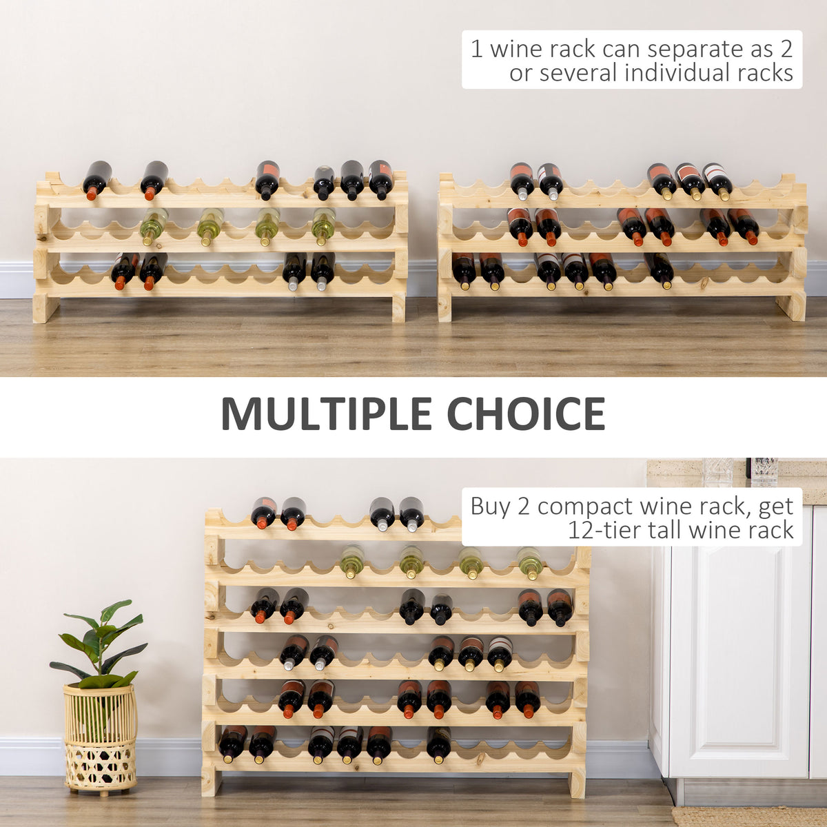 Stackable Wine Rack Modular Storage Shelves 72 Bottle Holder Freestanding - Image 7