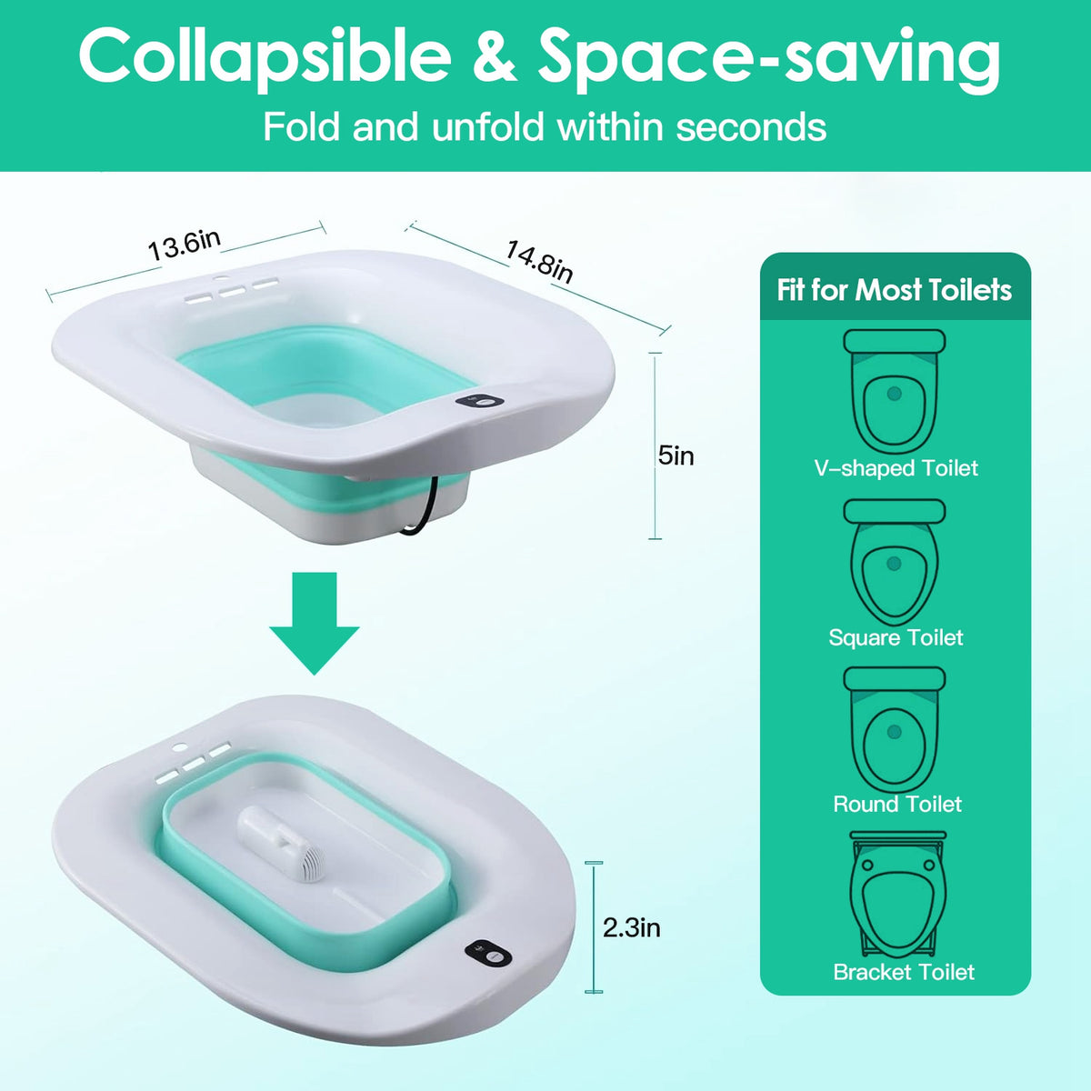 1Pc Foldable Postpartum Care Basin Sitz Toilet Seat Bidet Basin Battery Powered - Image 3