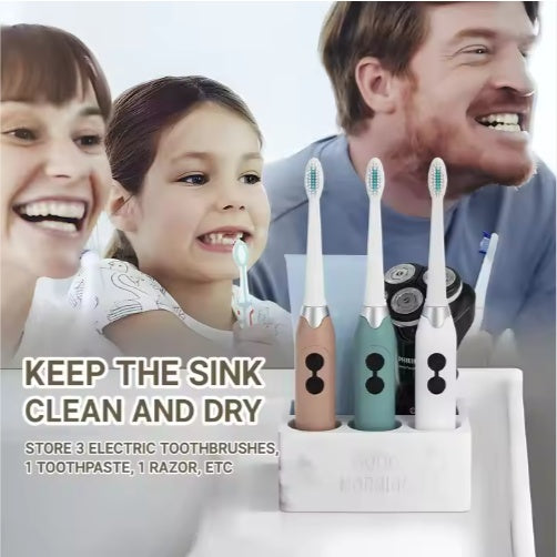 Toothpaste Holder Bathroom Counter Organizer For Electric Toothbrushes Home - In-Use and Feature Display