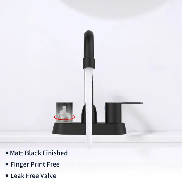 2 Handles Bathroom Sink Faucet Matt Black Centerset RV Bathroom Faucets for 3 Hole - Image 2