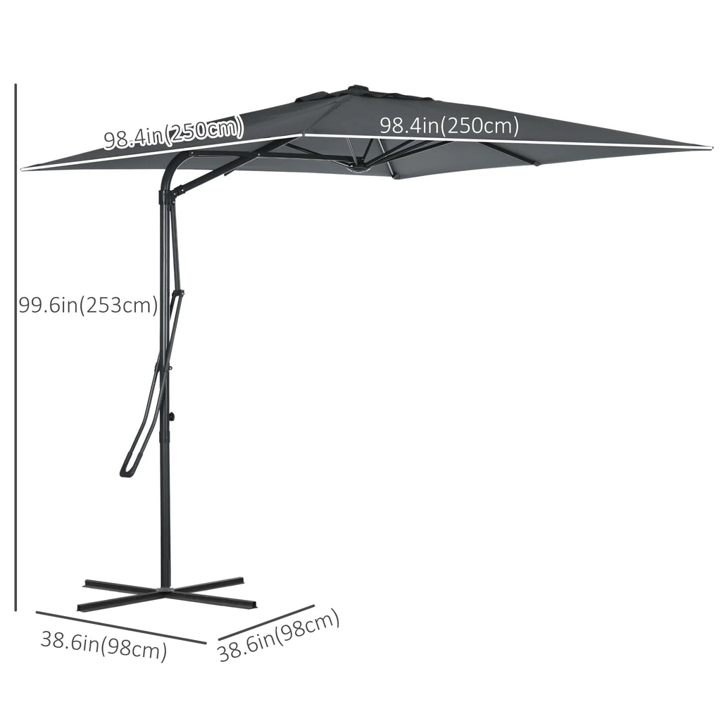 8FT Cantilever Patio Umbrella Offset Patio Umbrella with Cross Base for Deck - Image 5