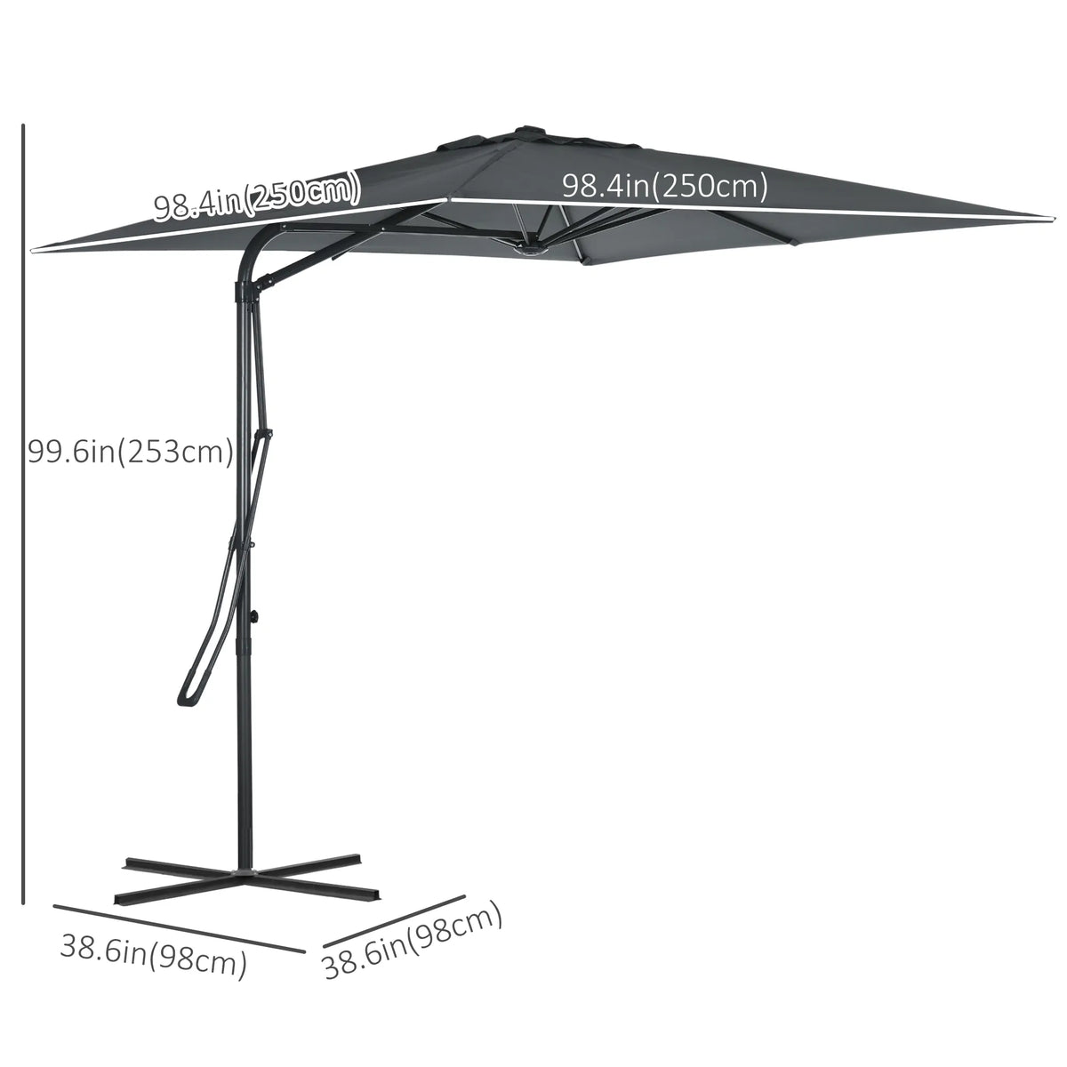 8FT Cantilever Patio Umbrella Offset Patio Umbrella with Cross Base for Deck - Image 5