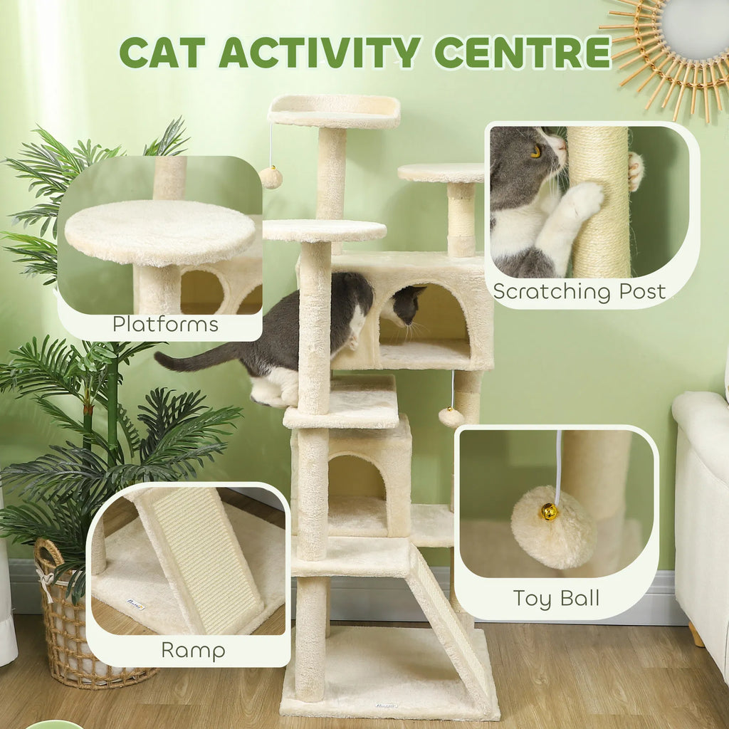 54" Cat Tree Multi Level Cat Tower with Scratching Posts Cat Condos Bed - Image 5