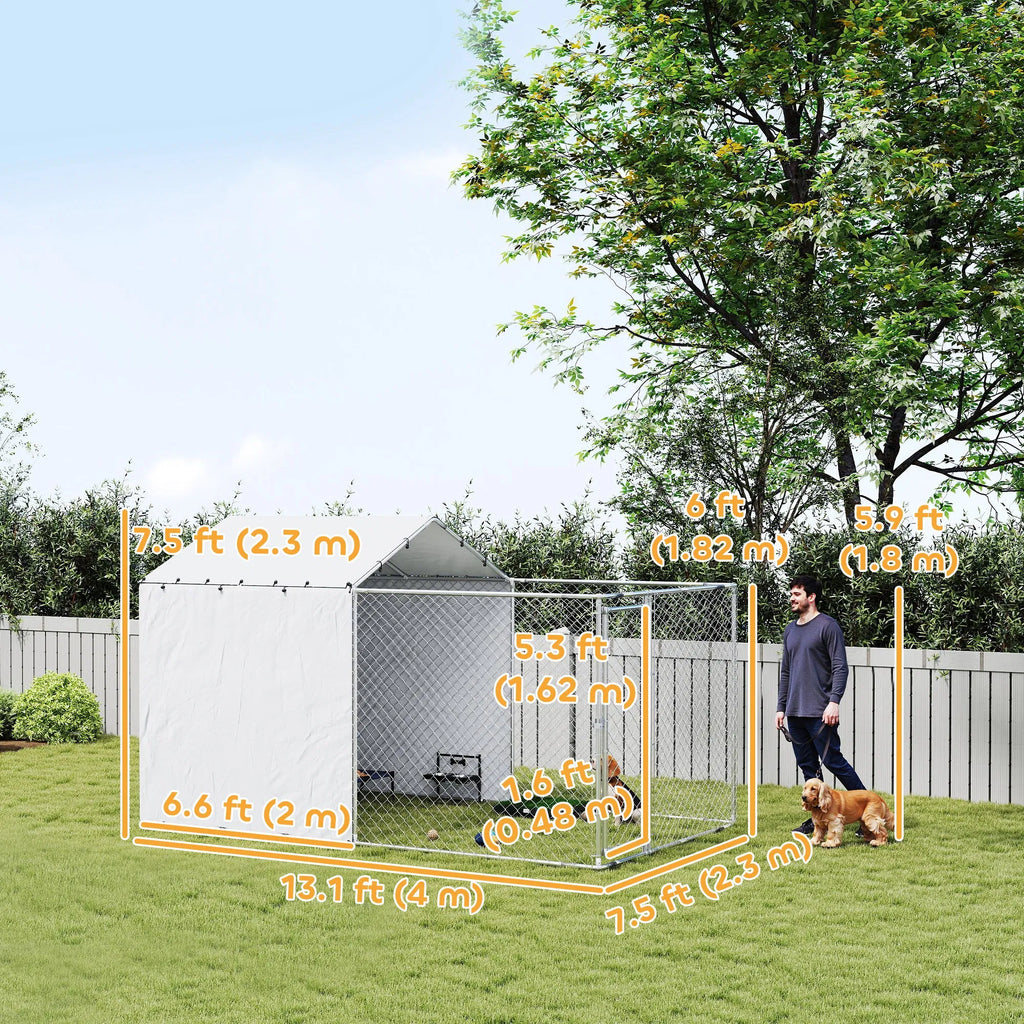 Galvanized Steel Dog Kennel Outdoor with Waterproof & UV Resistant Cover for - Image 4