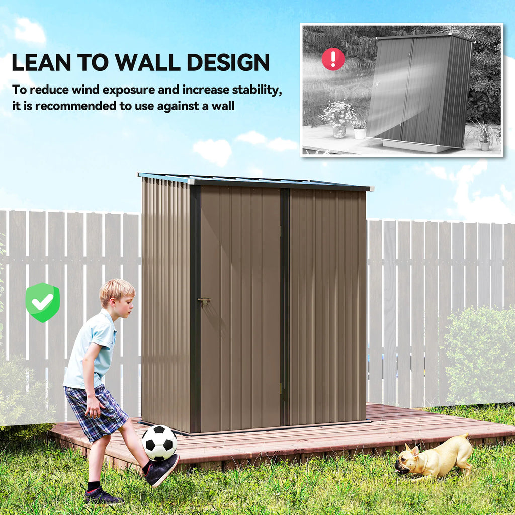 5' x 3' Outdoor Storage Shed Steel Garden Shed with Single Lockable Door Tool - Image 5