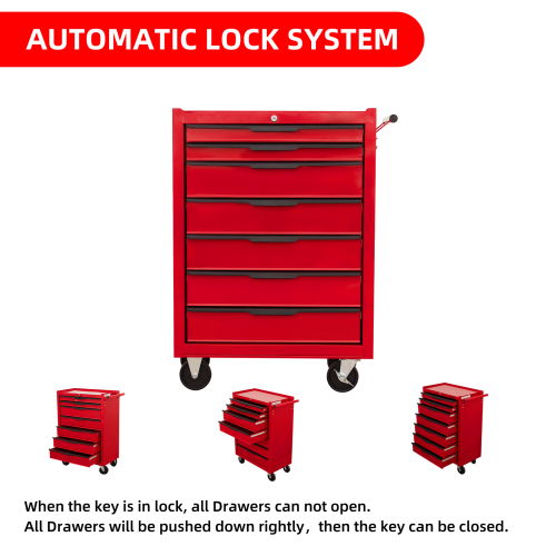 7-Drawer Rolling Steel Tool Cabinet with Locking Storage