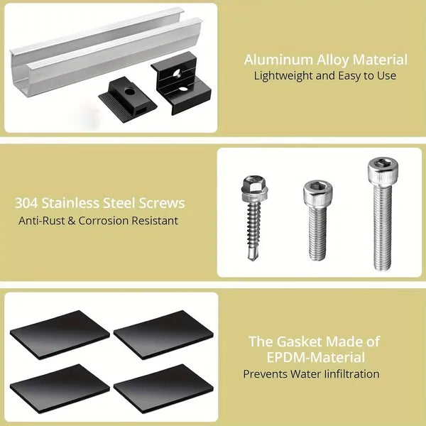 12cm U shaped Rail Solar Photovoltaic Bracket Silver Rail Six piece Set - Image 4