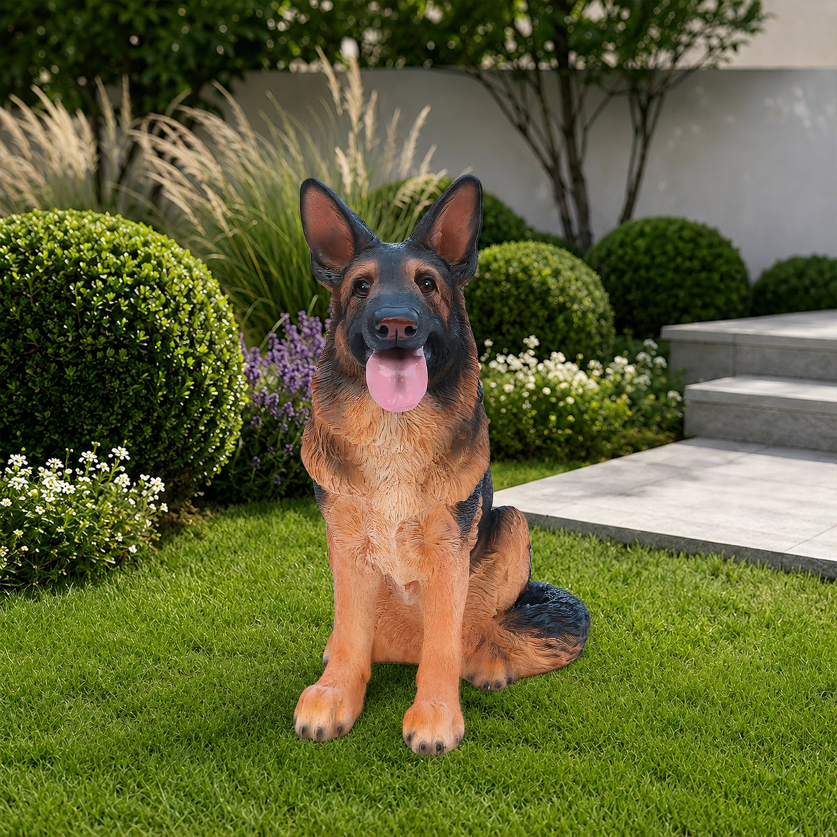 Lifelike German Shepherd Dog Statue Realistic Resin Animal Figurine for Indoor - Image 4