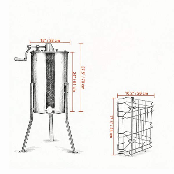 3 Frame Manual Honey Extractor Stainless Steel Beekeeping Honey Spinner With - Image 2