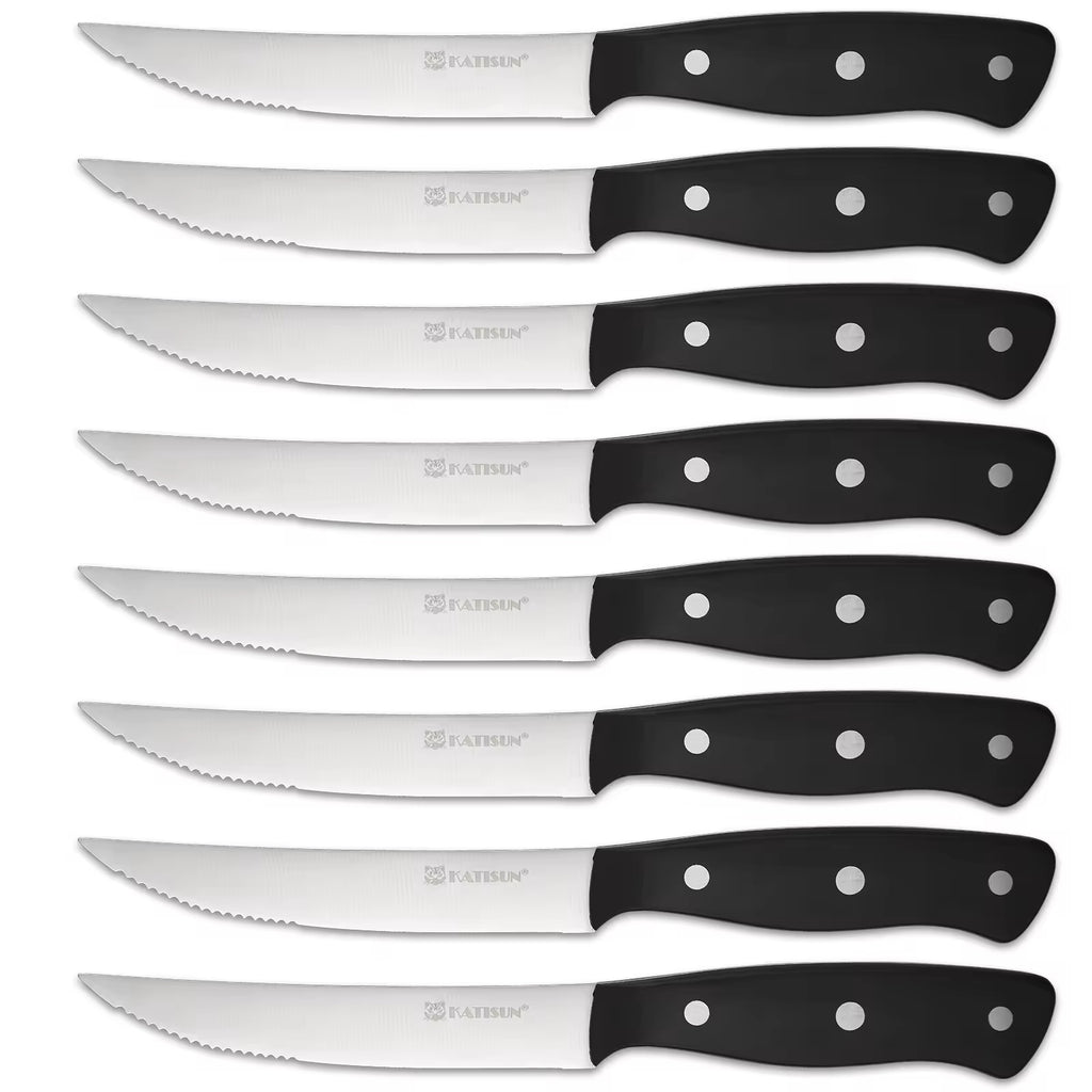8 Piece 4.5 Inch Steak Knife Set Carbon Steel Double Bevel With Eco Friendly - Image 5