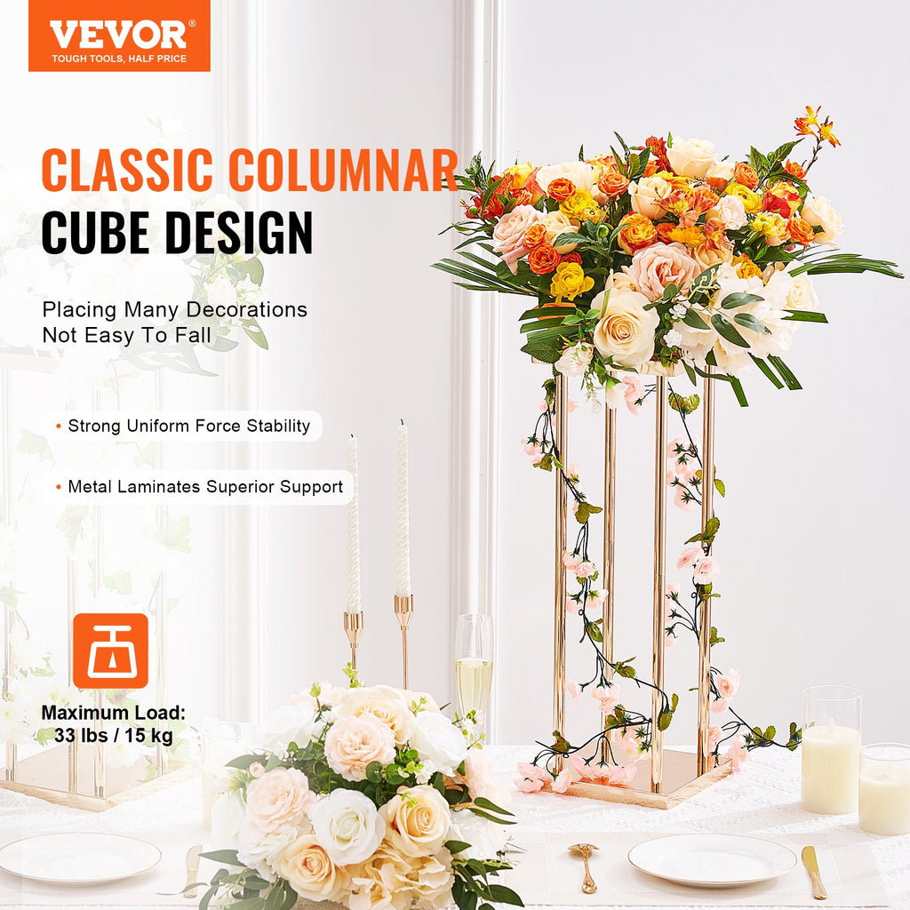 4PCS Gold Metal Column Wedding Flower Stand 31.5inch High With Metal Laminate - Image 5