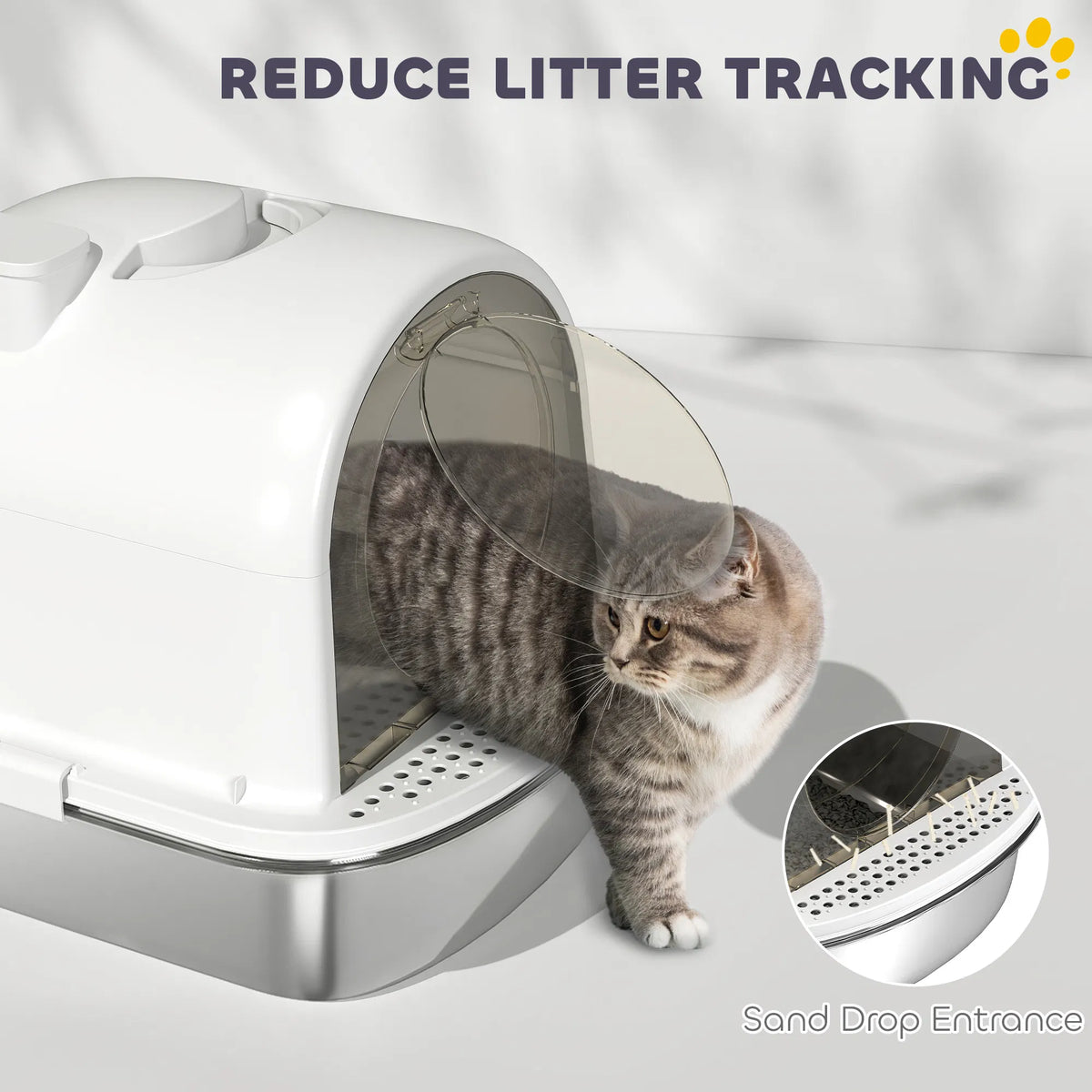 Enclosed Stainless Steel Litter Box Metal Cat Litter Box with Scoop - Image 5