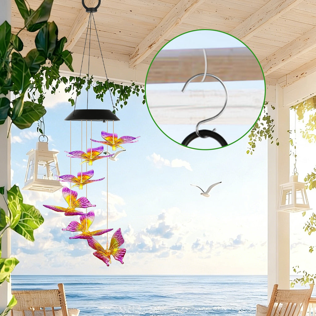 1Pc 2Pcs Quantity Options Solar Butterfly Wind Chime 7 Color Changing Wind - Image 5
