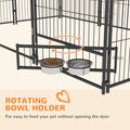 6.9' x 4.6' x 5' Outdoor Dog Kennel with Canopy Rotating Bowls Coffee