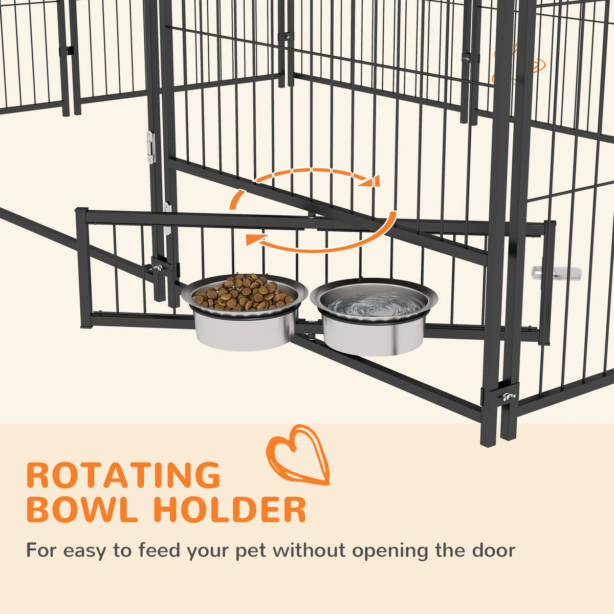 6.9' x 4.6' x 5' Outdoor Dog Kennel with Canopy Rotating Bowls Coffee
