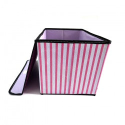 foldable fabric storage cube with lid side view