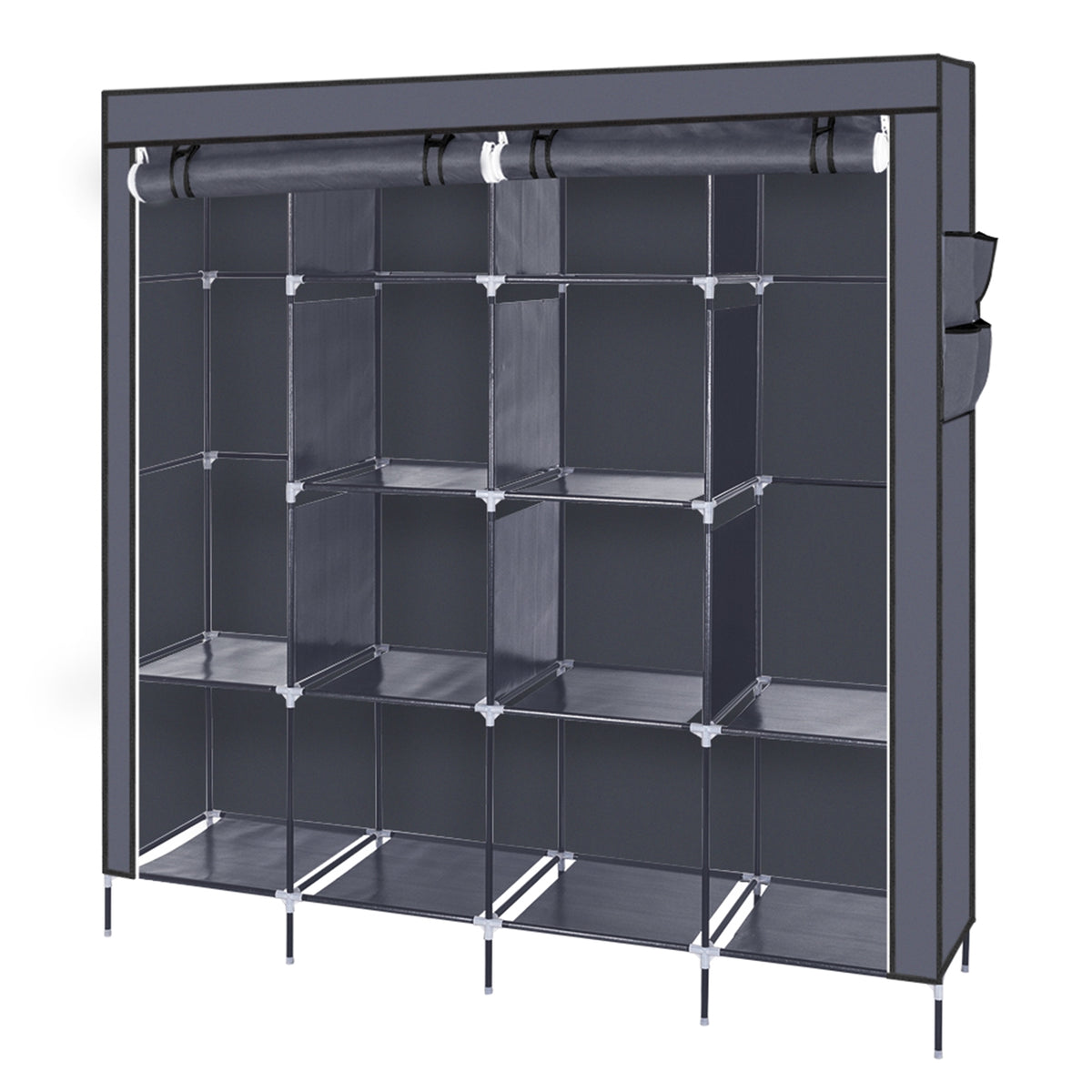 67 Inch Clothes Closet Portable Wardrobe Clothes Storage Rack 12 Shelves 4 - Open Capacity and Storage Interior View
