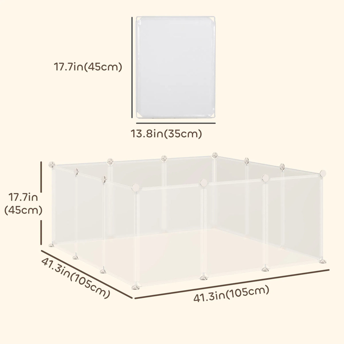 Small Animal Cage Plastic Chinchilla Cage 12 Panels for Bunny Chinchilla Guinea - Image 3
