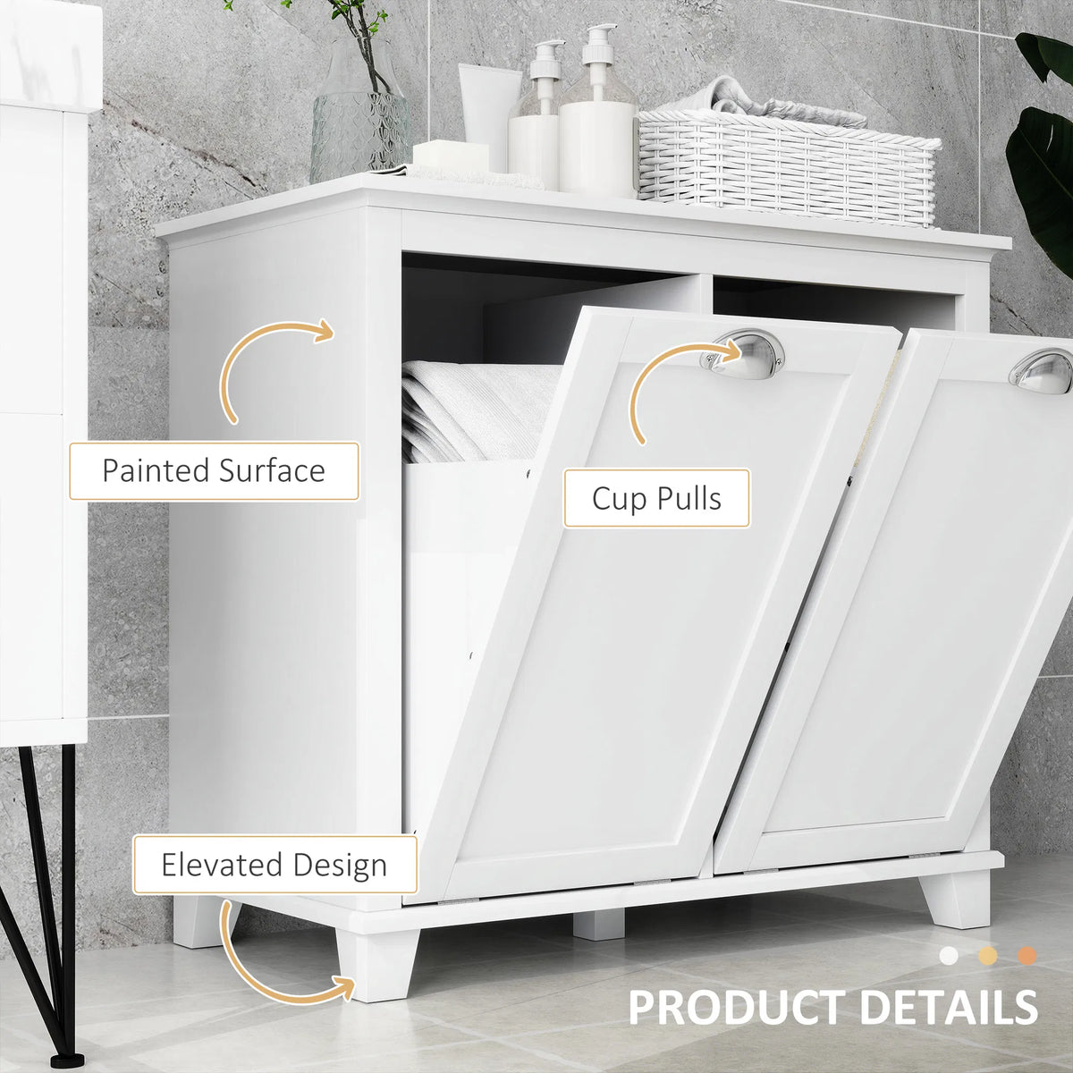 Tilt Out Laundry Storage Cabinet Bathroom Storage Organizer with - Image 3