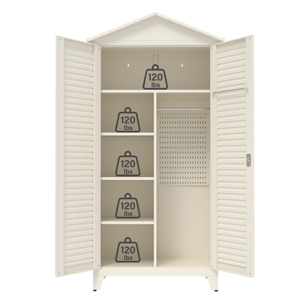 79.1 Inch Tall Metal Tool Storage Cabinet with Adjustable Shelves and Lockable Doors - Image 9