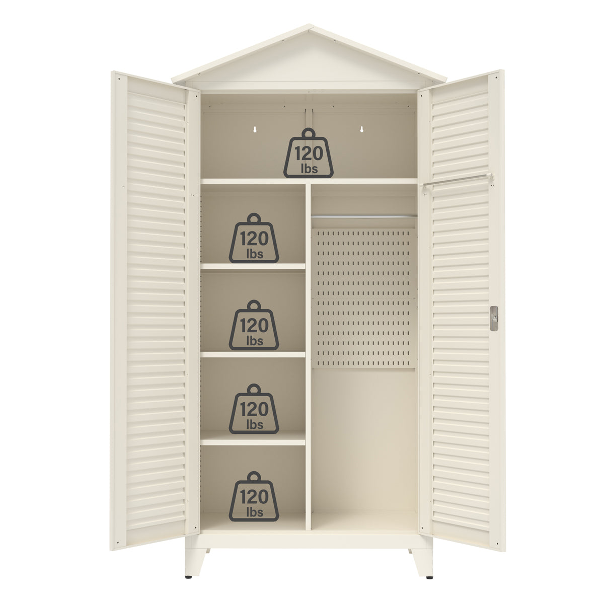 79.1 Inch Tall Metal Tool Storage Cabinet with Adjustable Shelves and Lockable Doors - Image 9