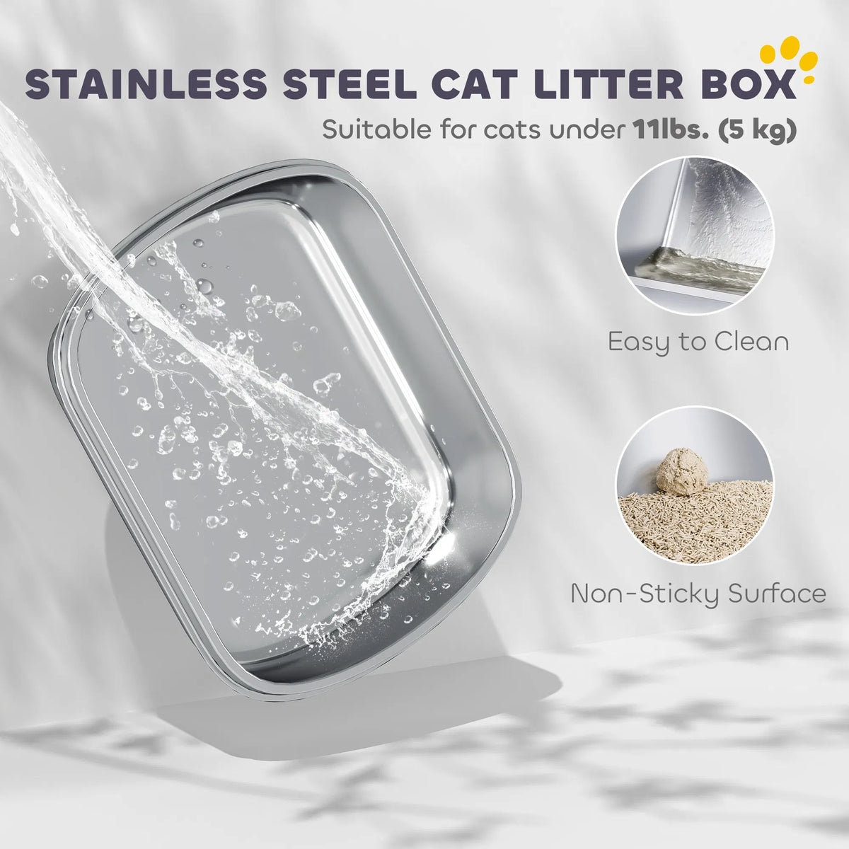 Enclosed Stainless Steel Litter Box Metal Cat Litter Box with Scoop - Image 4