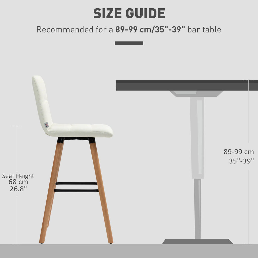 Modern Bar Stools Set of 2 38" Upholstered Kitchen Island Stool with Wood - Image 3