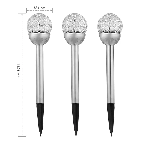 Solarek 3 Pcs Outdoor Solar Lights IP44 Waterproof Ball RGB Light Garden Decor - Image 4