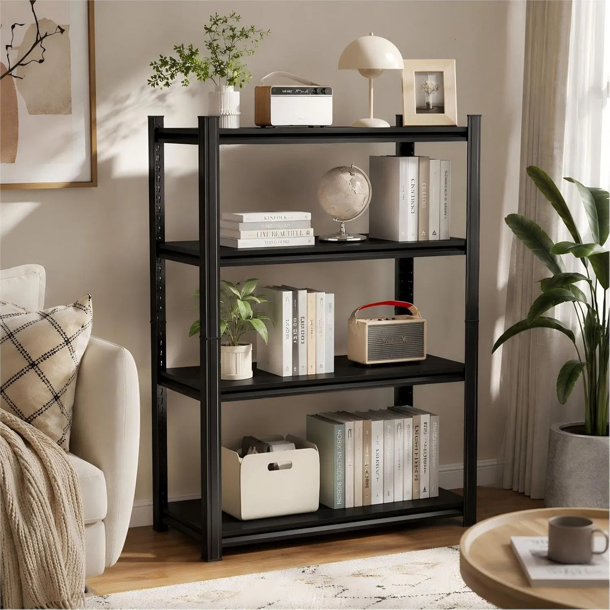 4 Tier Adjustable Height Metal Storage Shelving Unit Heavy Duty Utility Rack - Image 3
