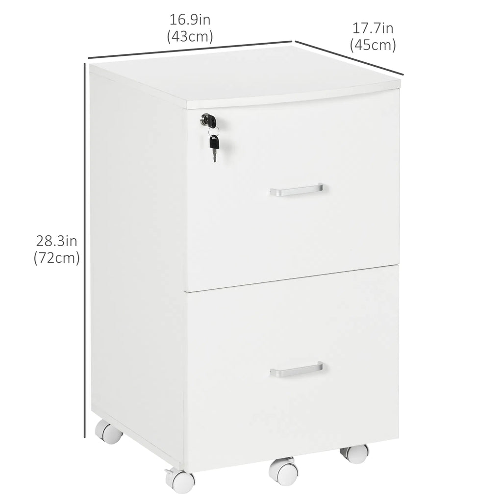 2 Drawer Mobile File Cabinet with Lock Wood Office Filing Cabinet with Locking - Image 4