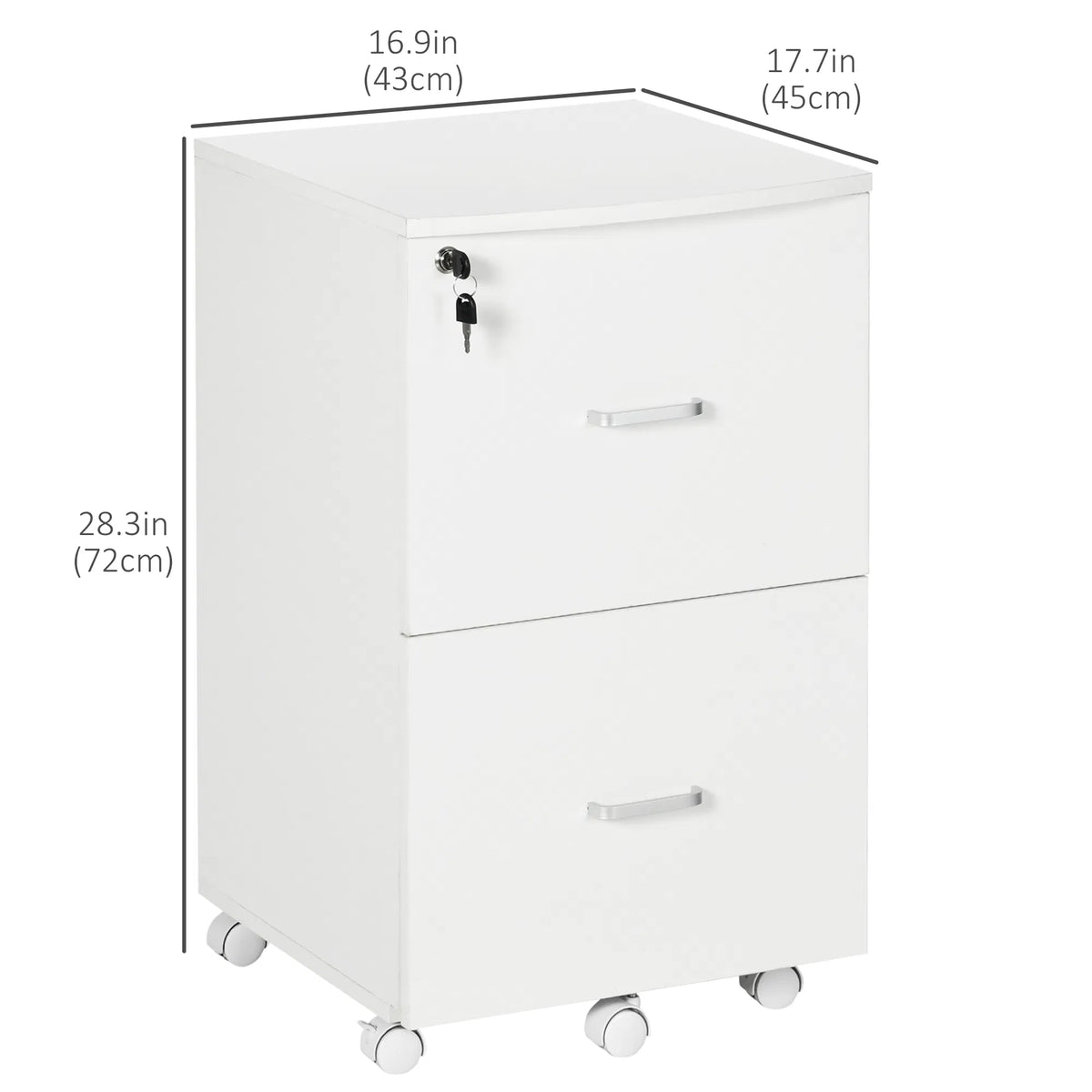 2 Drawer Mobile File Cabinet with Lock Wood Office Filing Cabinet with Locking - Image 4