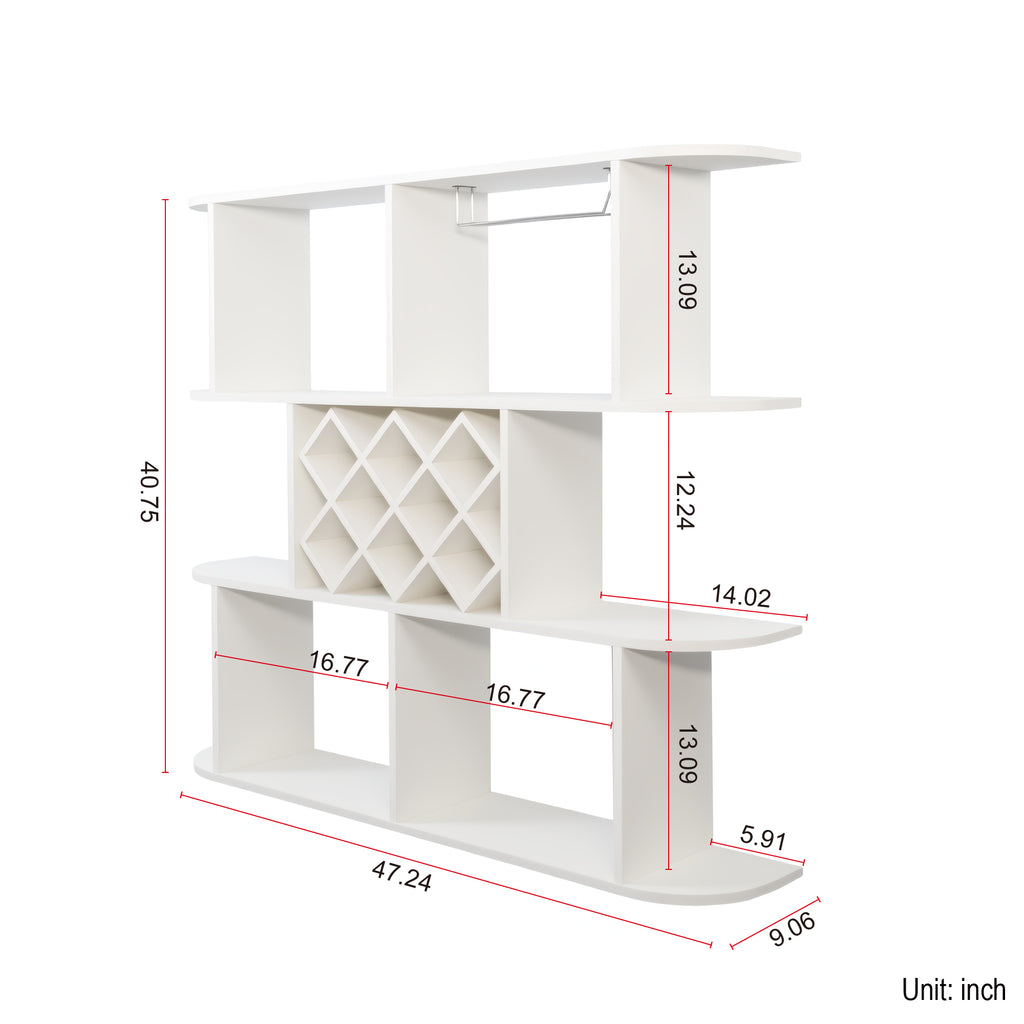 Large Wall Mounted 3 Tier Rustic Bottle Wine Rack Wooden Storage With Glass - Image 4