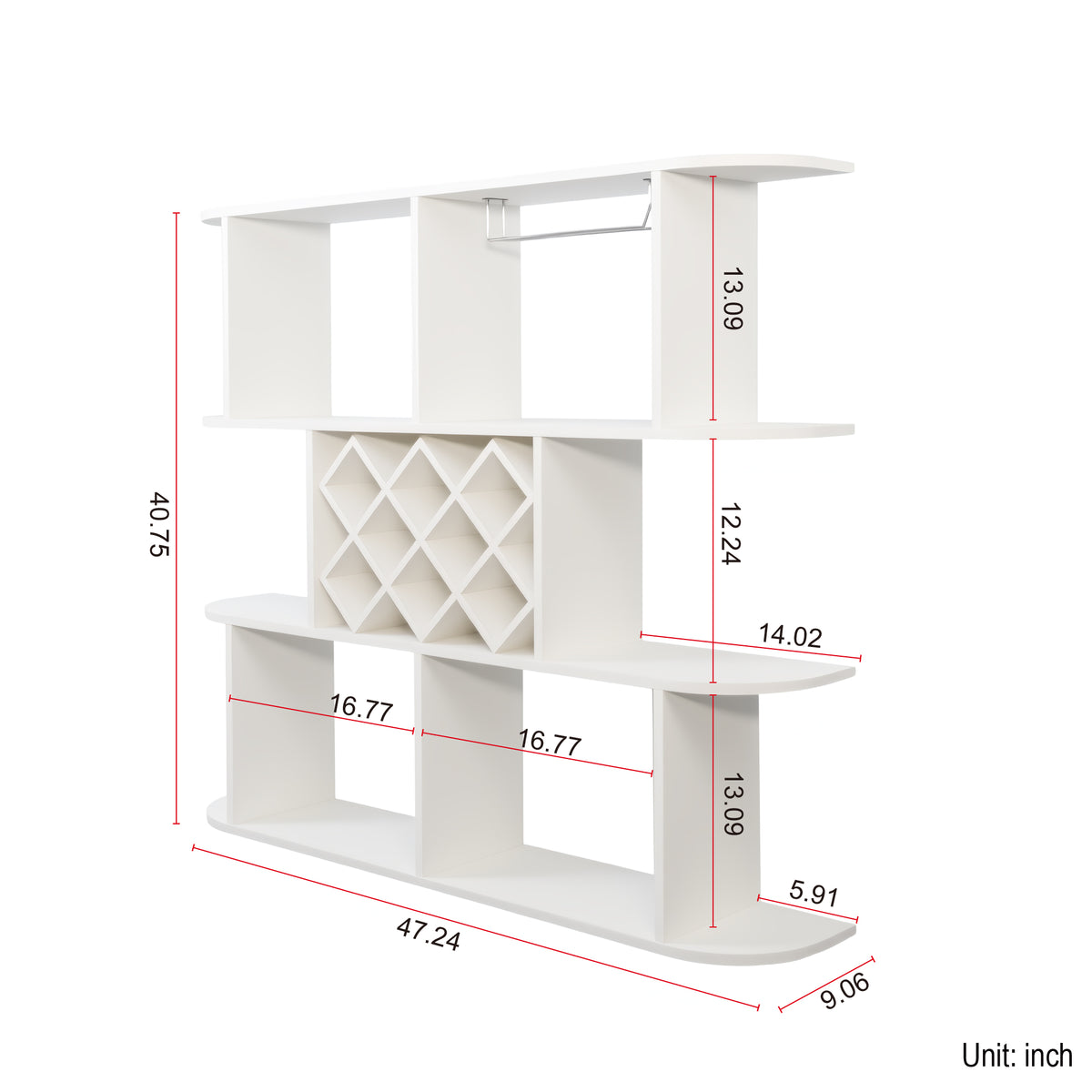 Large Wall Mounted 3 Tier Rustic Bottle Wine Rack Wooden Storage With Glass - Image 4