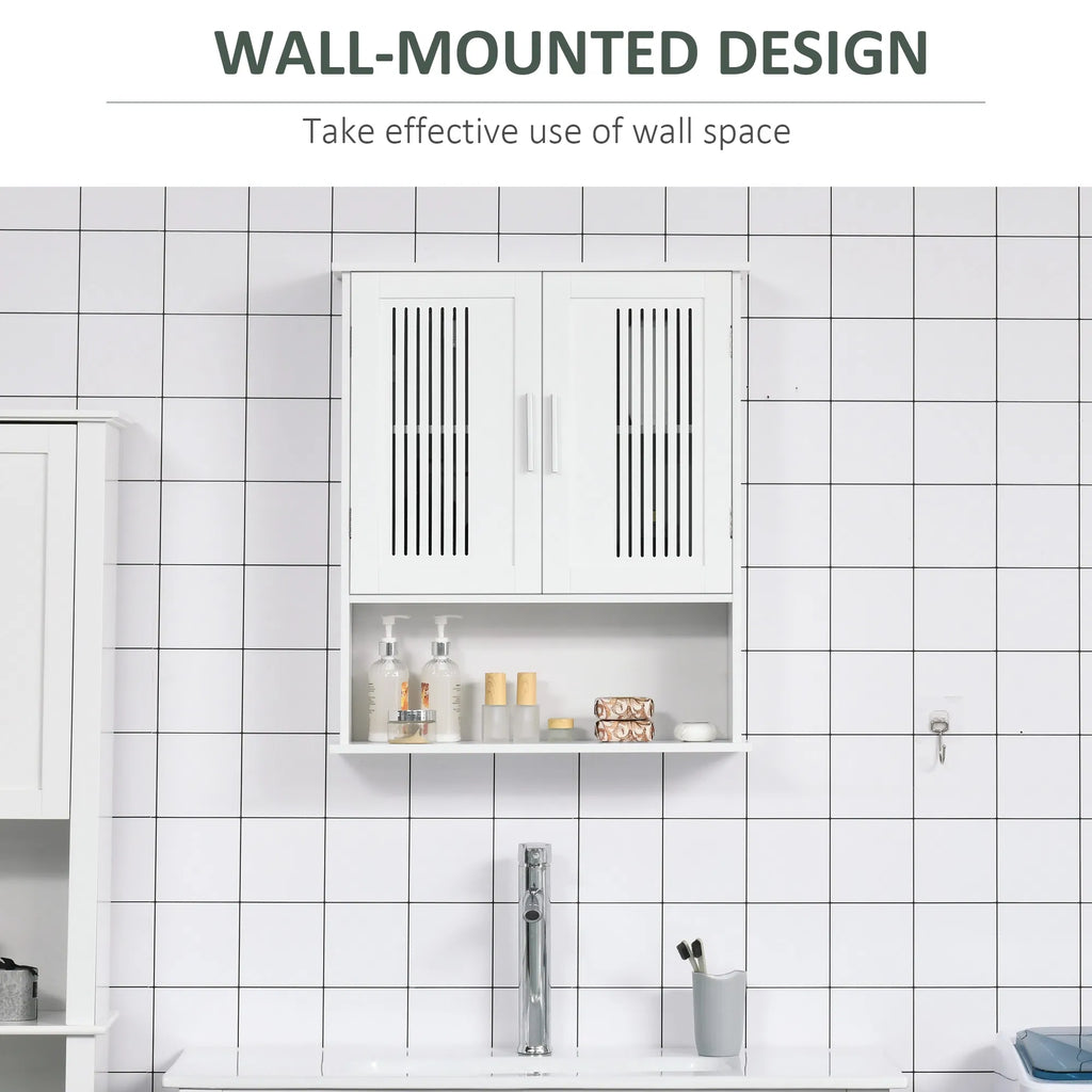 Modern Wall Mount Bathroom Cabinet Storage Organizer with 2 Door Cabinet and - Image 2