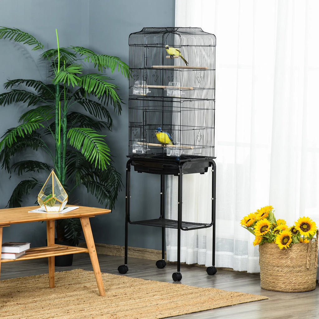 62" Rolling Bird Cage Cockatoo House Play Top Finch Pet Supply with Storage - Image 4