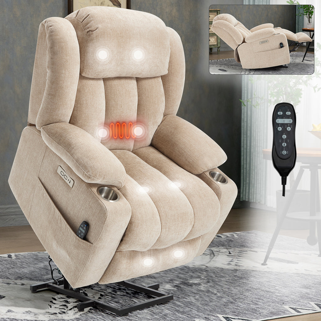 Up to 350 LBS Chenille Power Lift Recliner Chair Heavy Duty Motion Mechanism - Image 3