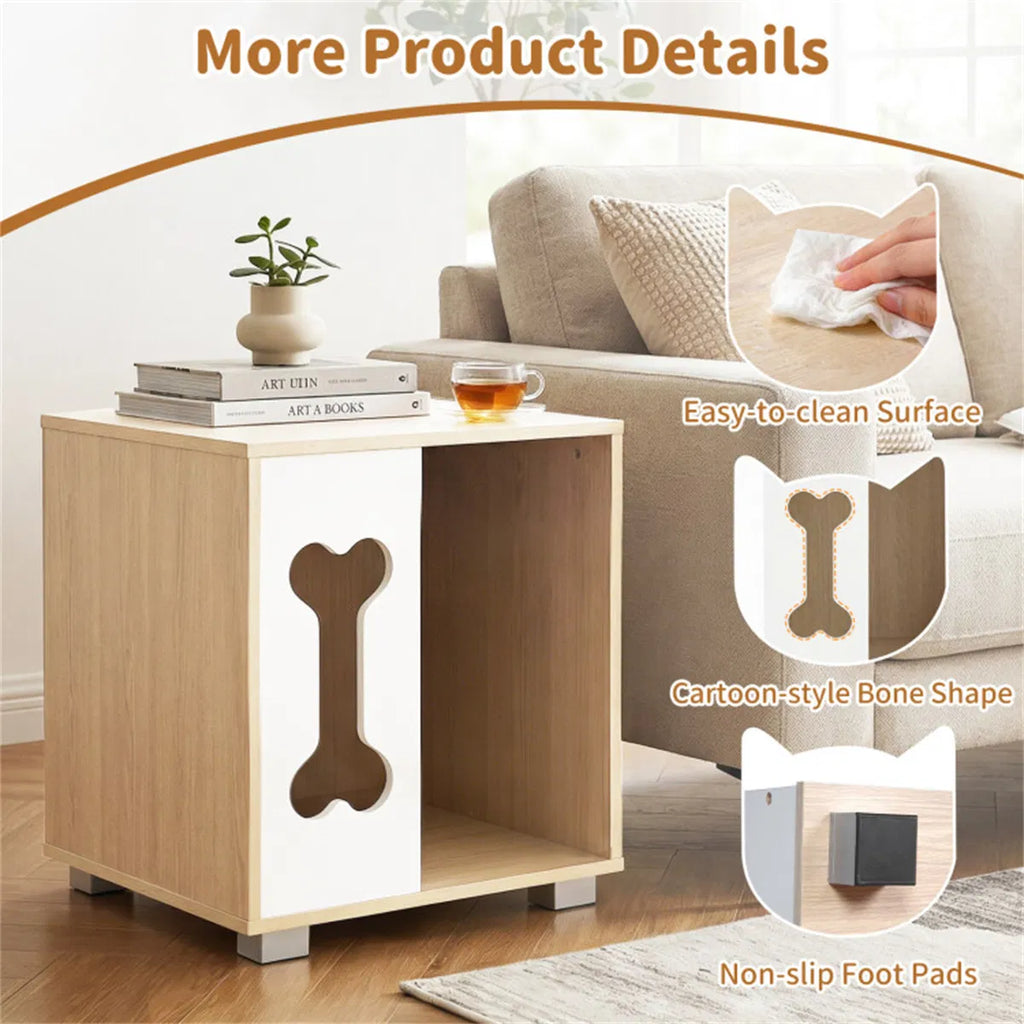 Cat Dog House Bed Side Table Wooden Condo With Bone Shape Window And Thick - Image 5