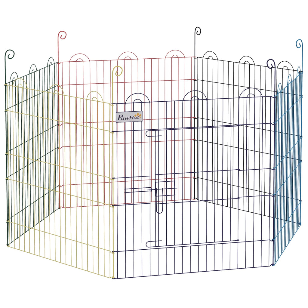Metal Pet Playpen Portable Hexagon Dog Exercise Fence Multi colored - Image 4