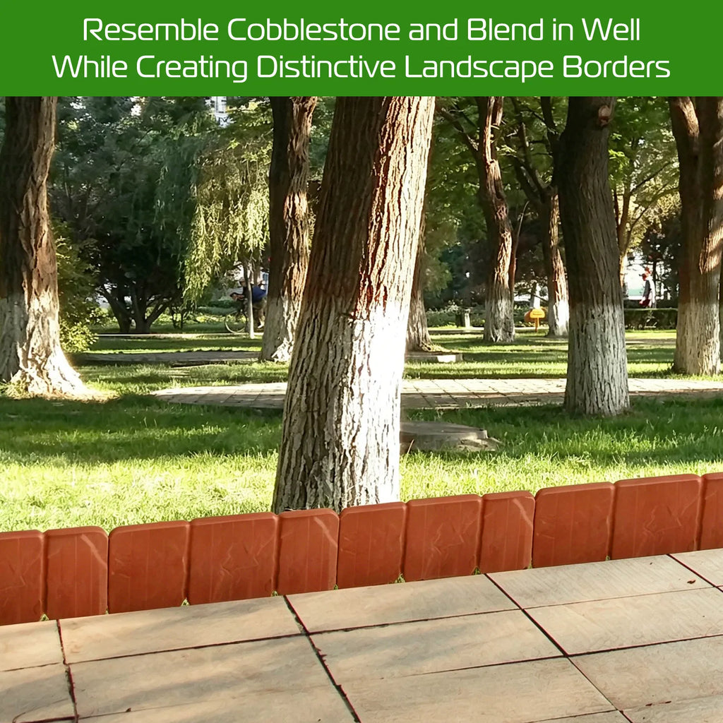 20 Piece 16ft Plastic Garden Edging Cobblestone Style Flexible Interlocking - Image 5
