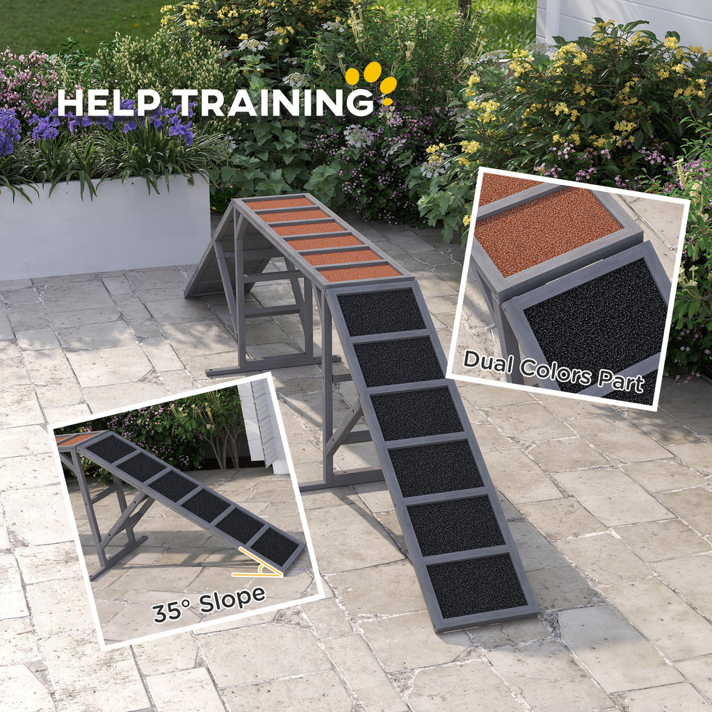 Dog Agility Equipment Ramp with Safety Bar Non slip Surface for Walk and
