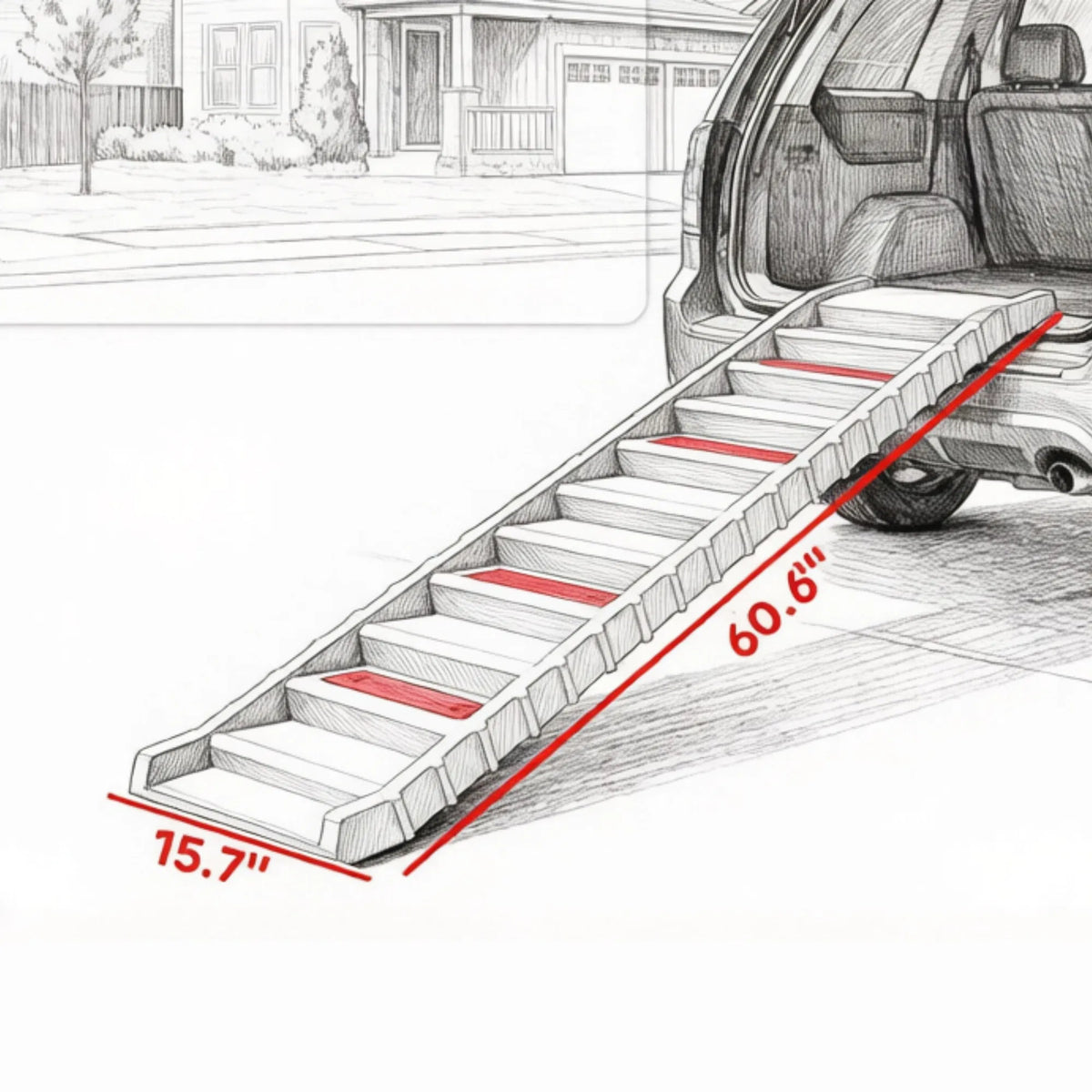 Gray Portable Dog Ramp Foldable Stairs for Medium Small Dogs to Get on Car Truck SUV - Image 2