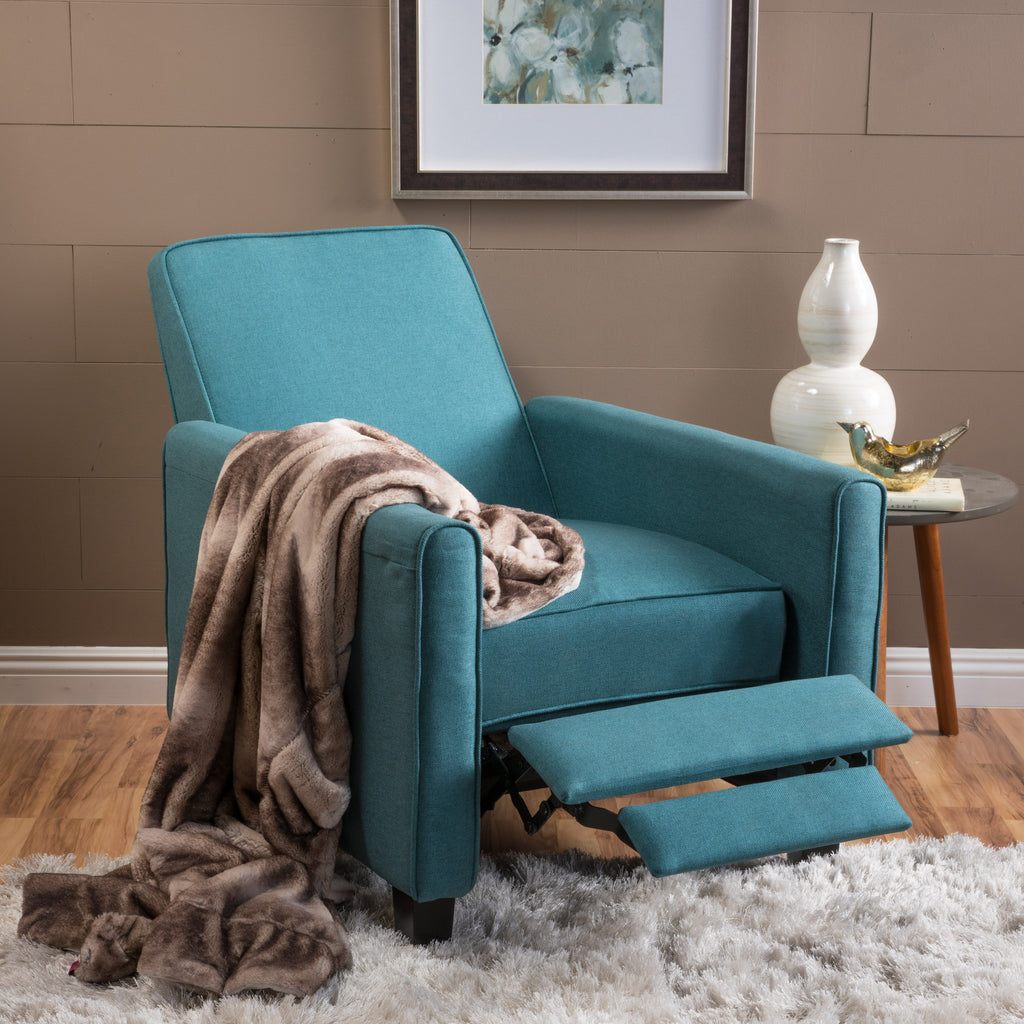 27.5" Push Back Recliner Chair Upholstered Recliner Armchair with Solid Rubber - Image 5