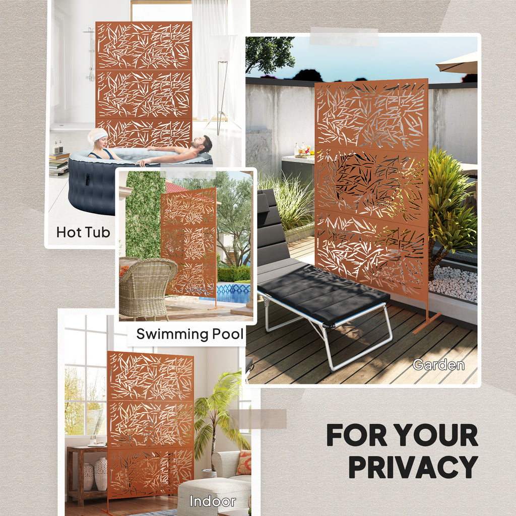 Decorative Metal Outdoor Plant Trellis Screen with Stand Bamboo Pattern (Brown) - Additional Product View Plant Trellis Screen