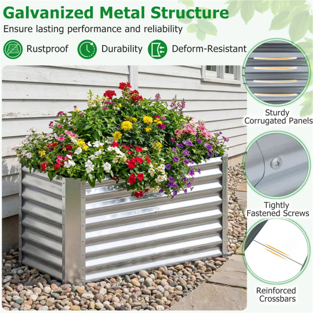 4×2×2 Ft Galvanized Steel Raised Garden Bed Outdoor Planter Box for Vegetables - Image 3