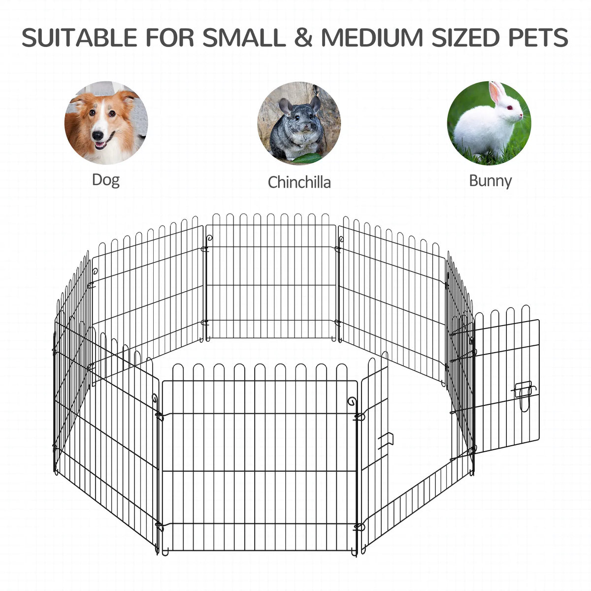 24inch 8 Panel Dog Playpen Octagon Pet Exercise Playpen Crate Foldable Dog Cage - Image 5