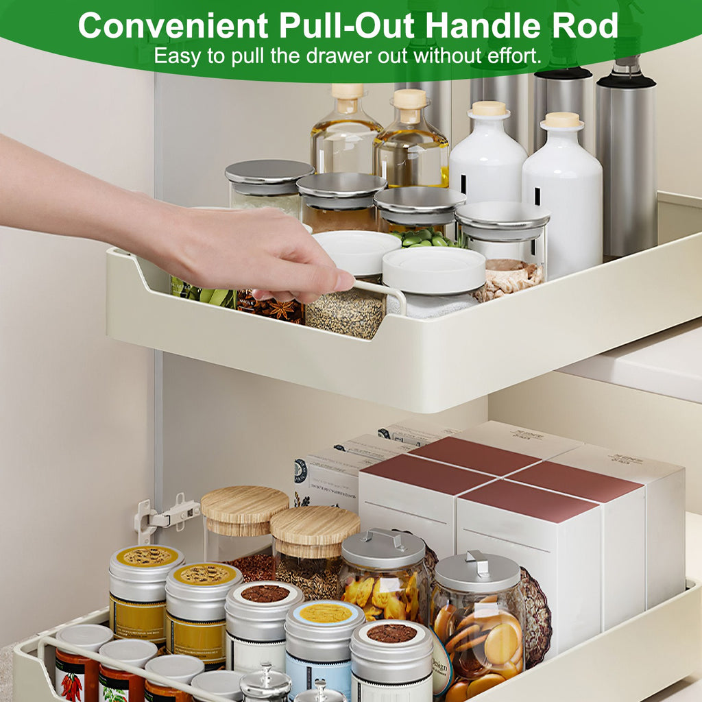 2Pcs Pull Out Cabinet Organizers Sliding Shelf Spice Rack Carbon Steel Roll Out