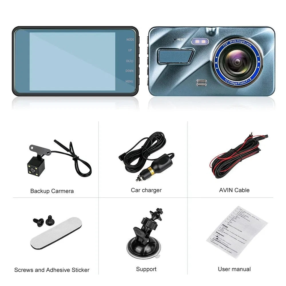Touch Screen Dash Cam 4" 1080p Dual Lens Car DVR Recorder Front And Rear Camera - Image 7