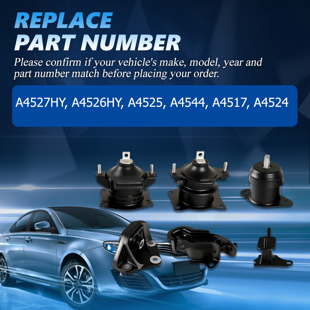 6pcs Engine Motor & Trans Mount For 2003 2007 Honda Accord 3.0L V6 Auto Trans