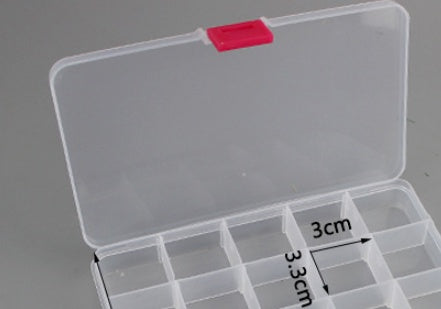 plastic 15 compartment transparent storage detail and structure